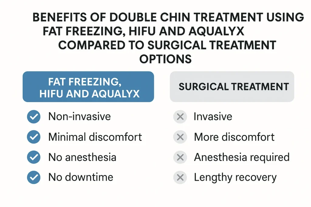 Graphic about the benefits of double chin treatment Brierley Hill - from LA LIPO