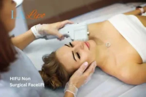 Woman having Hi-Fu to reduce wrinkles Brierley Hill.