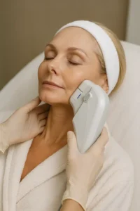 Woman receiving HIFU non surgical facelift treatment Brierley Hill