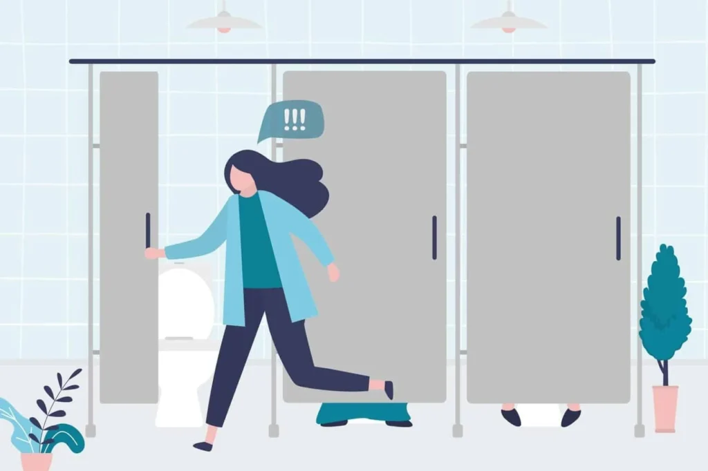 graphic of Urine incontinence Brierley Hill woman running to the toilet.